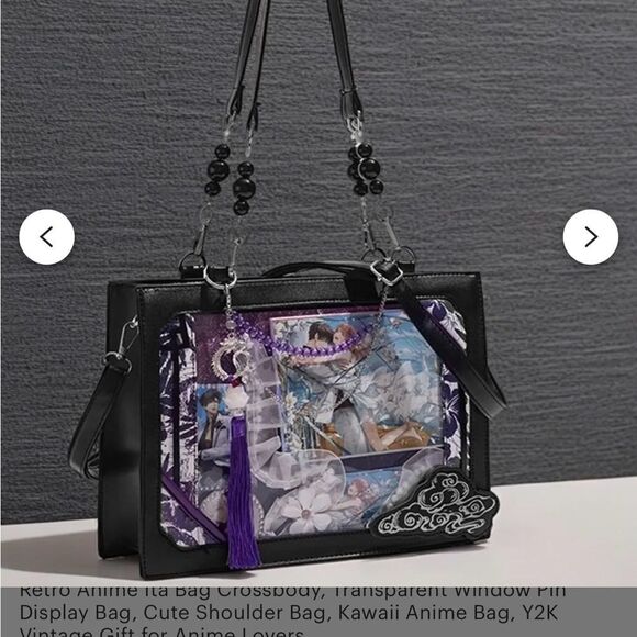 Elegant Black and Purple Women's Ita/Messenger bag - Picture 3 of 5